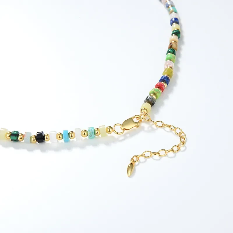 European And American Multi Gem Turquoise Shoushan Stone Necklace