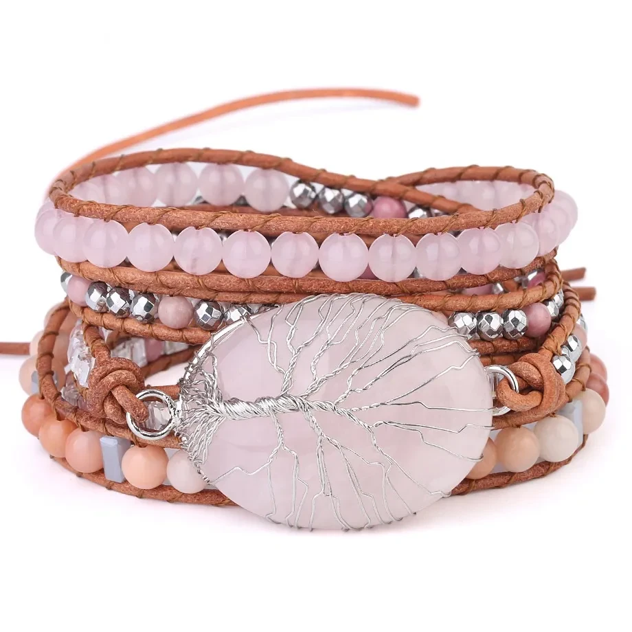 Natural stone beads red wood grain stone bracelet