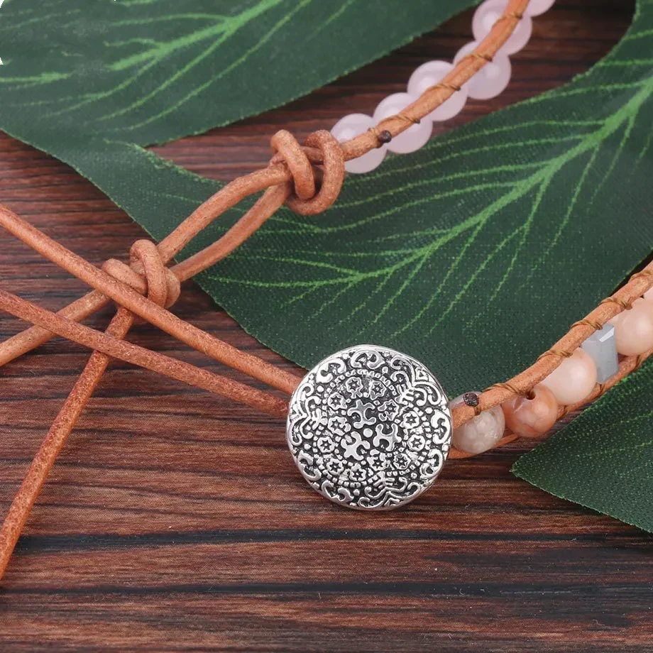 Natural stone beads red wood grain stone bracelet