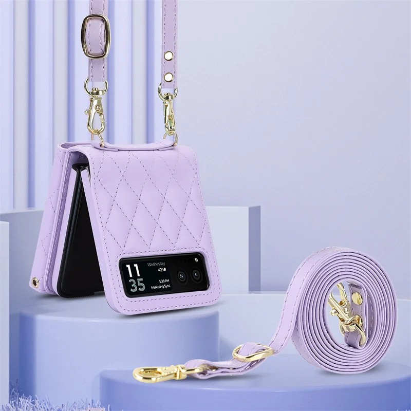 PU Leather Crossbody Lanyard Case for Motorola Razr 40 / Razr 40 Ultra