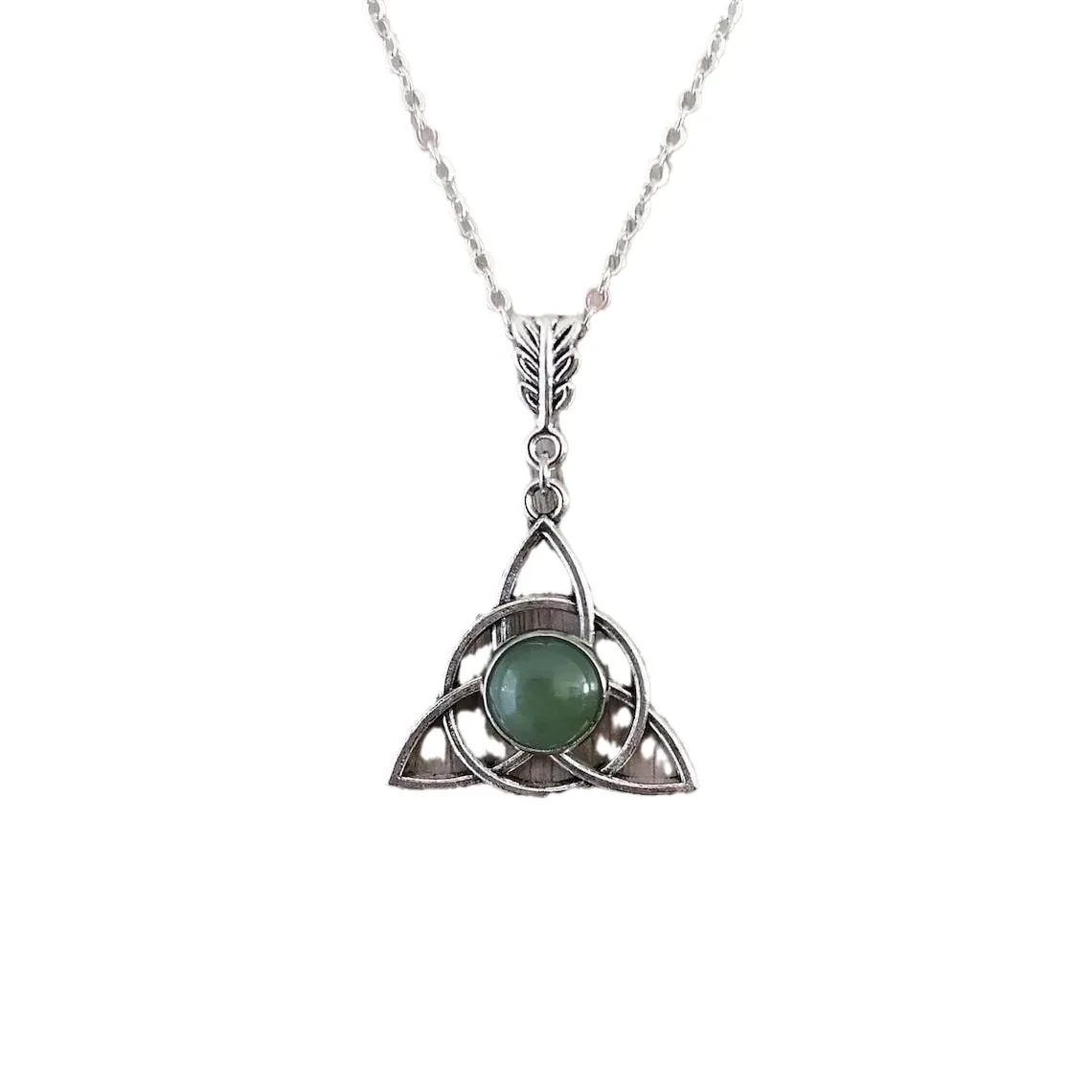 Catharanthus Roseus Celtic Knot Natural Stone Pendant Necklace