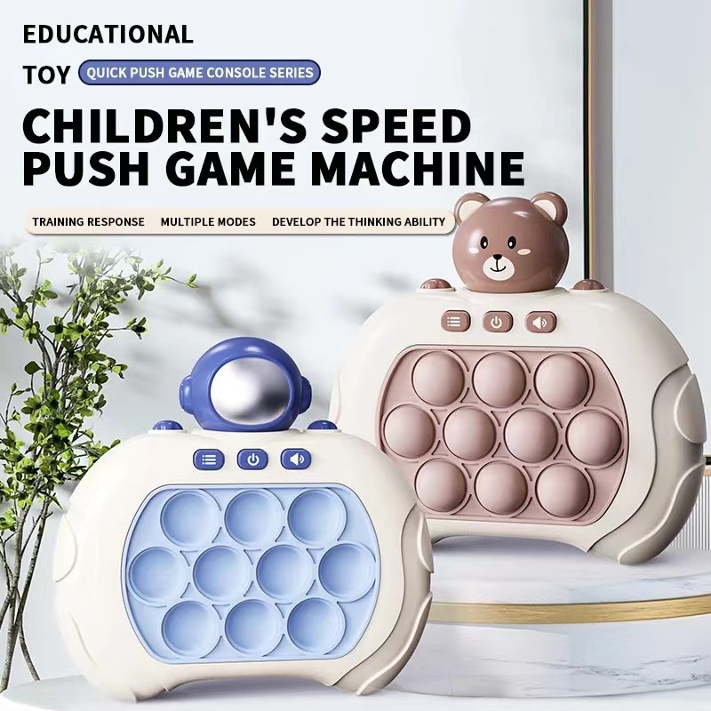 Quick Push Bubbles Game Machine Kids Cartoon Fun Whac-A-Mole Squeezing Anti-Stress Sensory Bubble Pop Fidget Toy