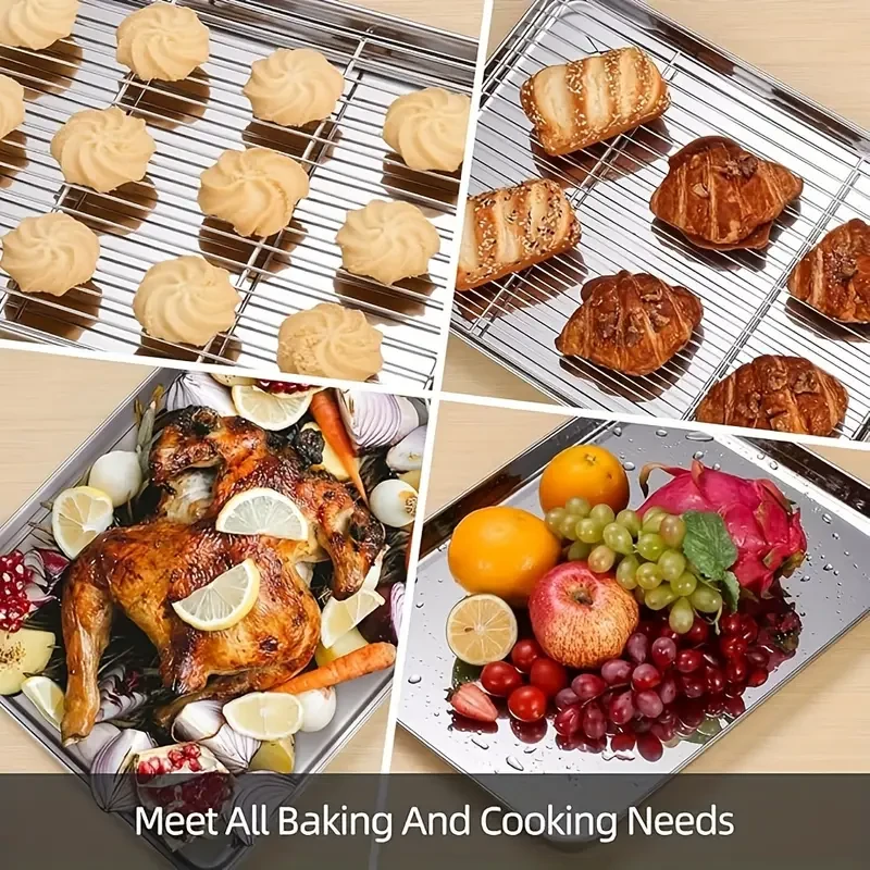 6pcs Stainless Steel Baking Sheet Set with Cooling Racks