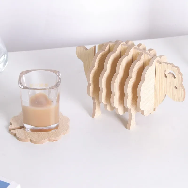 Creative Lamb Wooden Coaster Ornaments