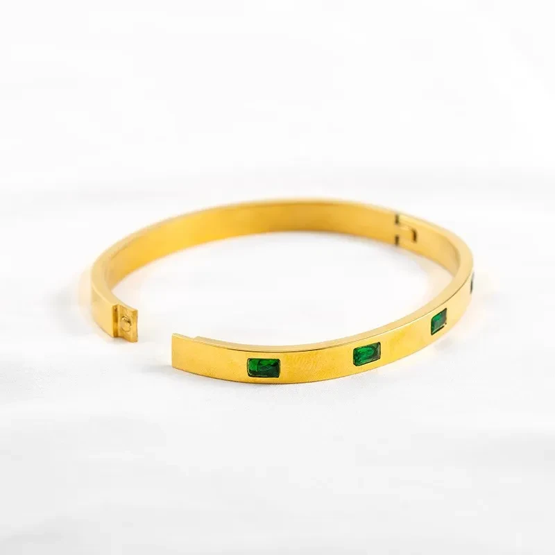 Stainless Steel Bracelet New Bracelet Wrist Ring Inlaid Stone Non-fading