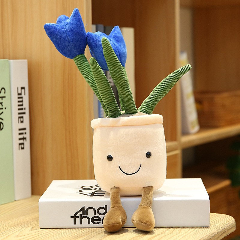 Smiling Face Succulent Tulip Green Plant Ornaments Rag Doll Balcony Decoration Plush Toy Doll