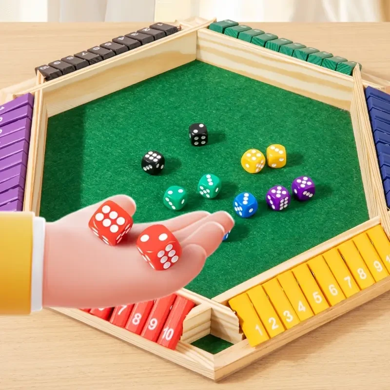 Shut The Box 6-Player Game Set with Extra Dice