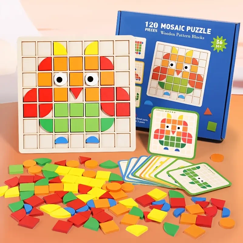 120pcs 3D Mosaic Puzzle Set - Wooden Toys