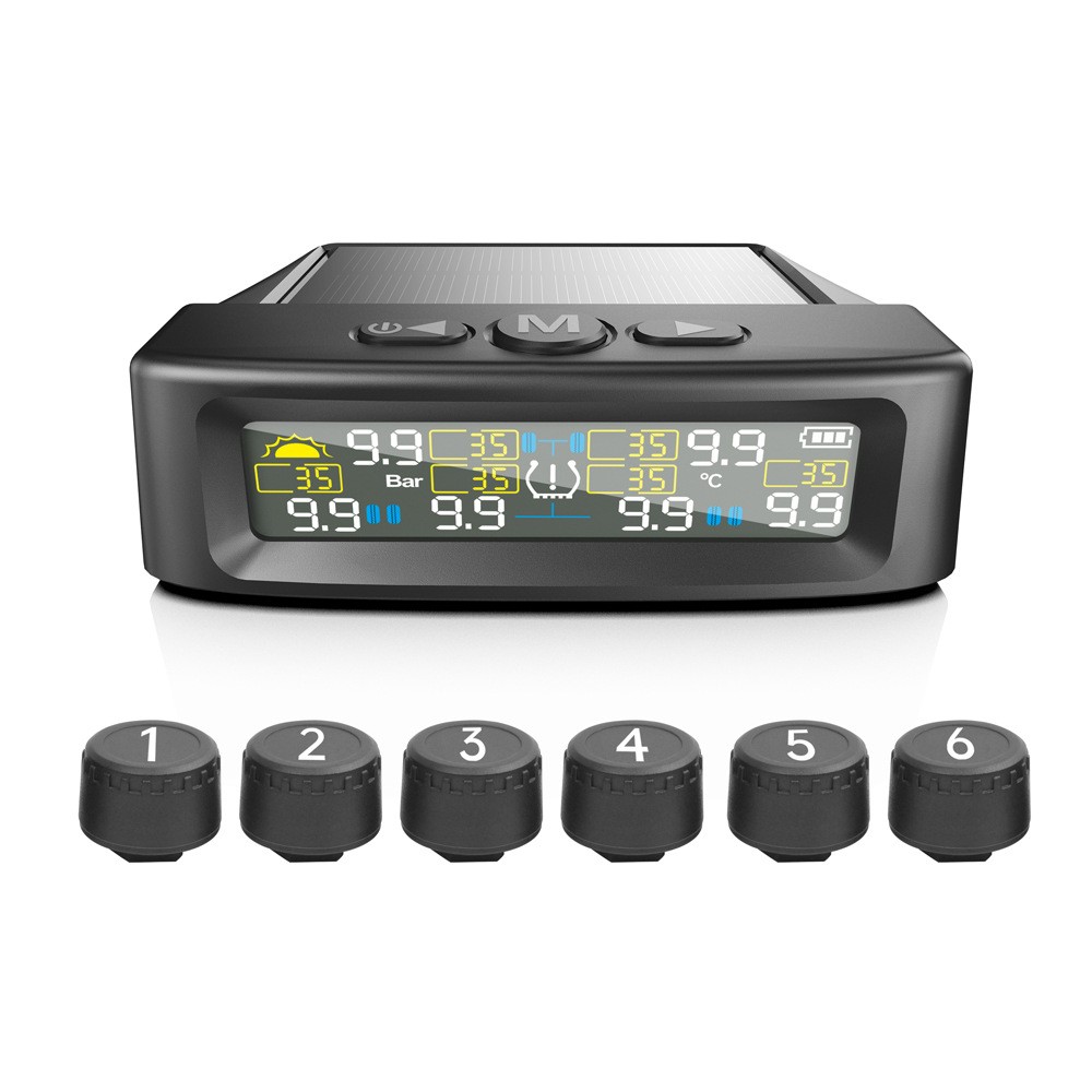 T12 Six-wheel Tire Pressure Monitoring Solar TPMS External RV Truck Built-in