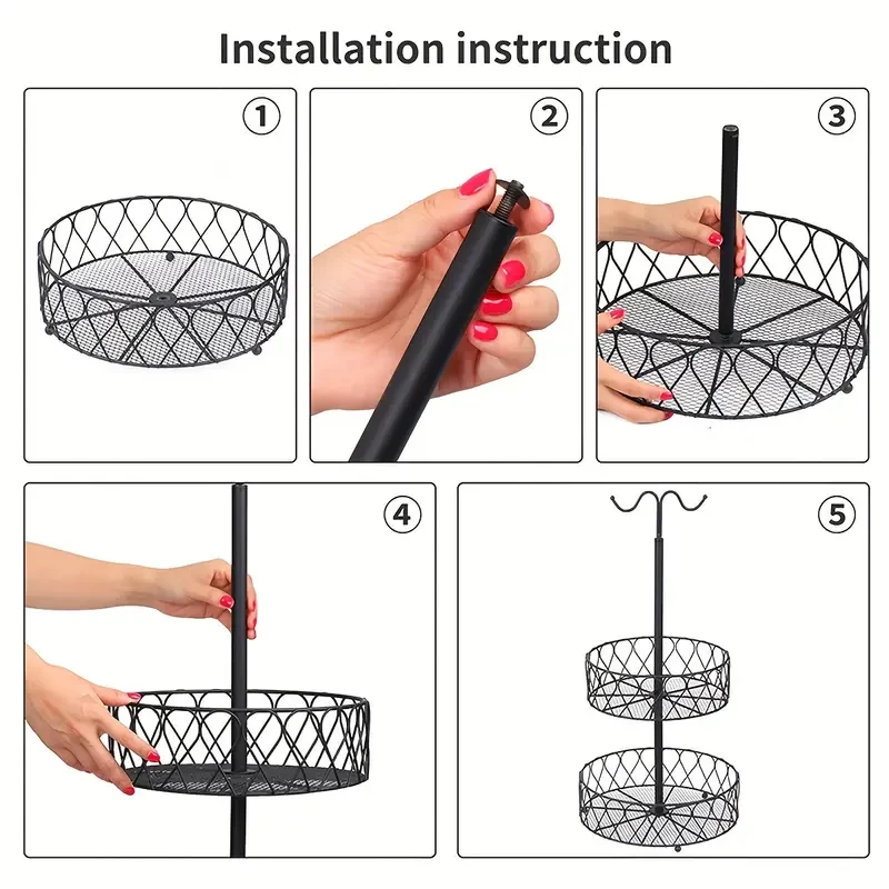 2-Tier Fruit Basket Bowl With Banana Hanger