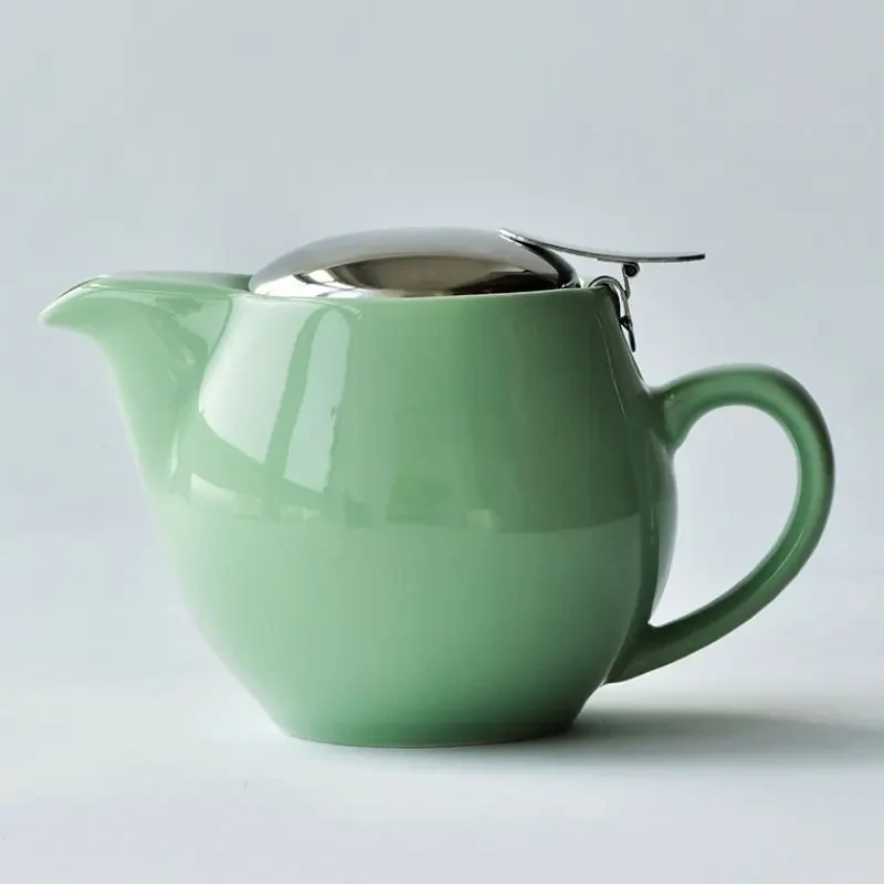 6 Colors 350ml Ceramic Teapot with Stainless Steel Lid & Extra-Fine Infuser