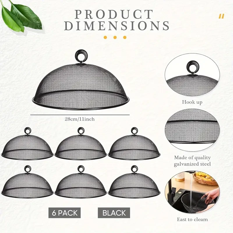 6-Pack Metal Mesh Food Covers for Outdoors
