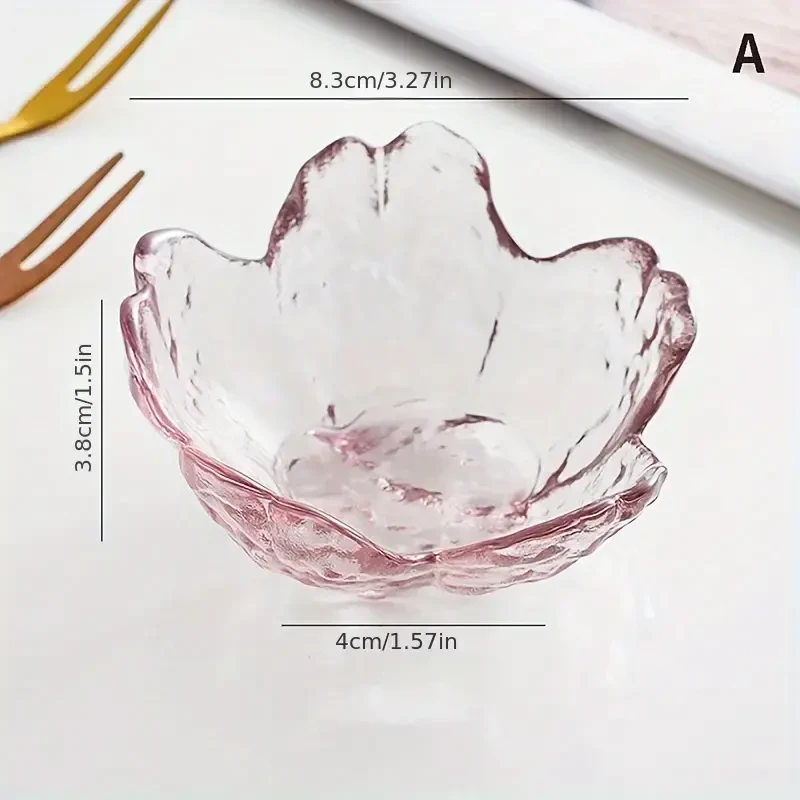 6pcs Cherry Blossom Glass Dipping Sauce Dishes with Golden Rim