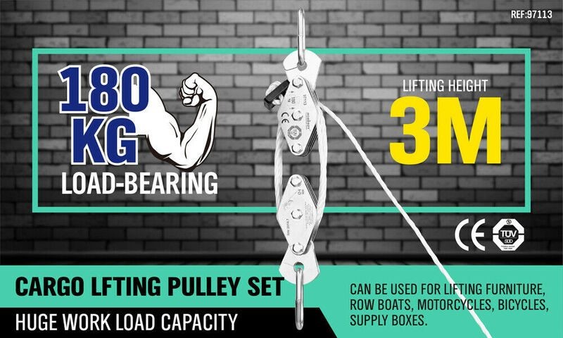 20M Cargo Lifting Rope Winch Hoist Pulley Puller Set