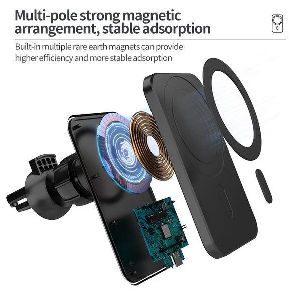 Magsafe Wireless Car Charger for iPhone12 13 and 14. Black