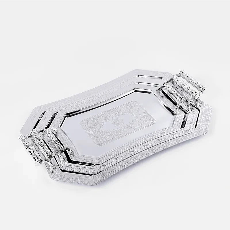 Factory Direct Supply Hotel KTV Wedding Living Room Fruit Dish With Tableware Square Flat Plate Tray In Stock