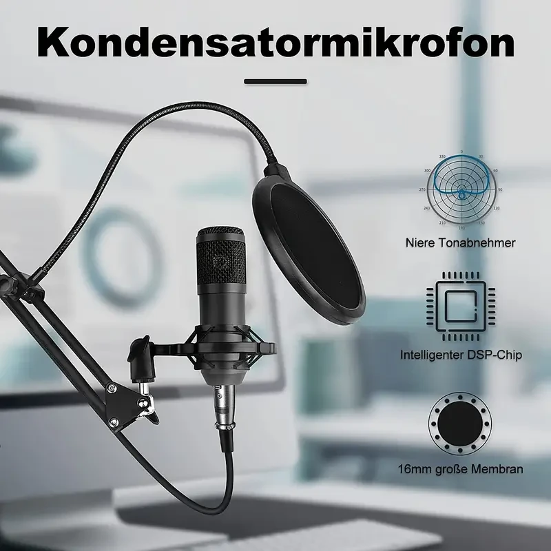 Complete Podcasting Studio Bundle - BM800 Mic with V8 Sound Card