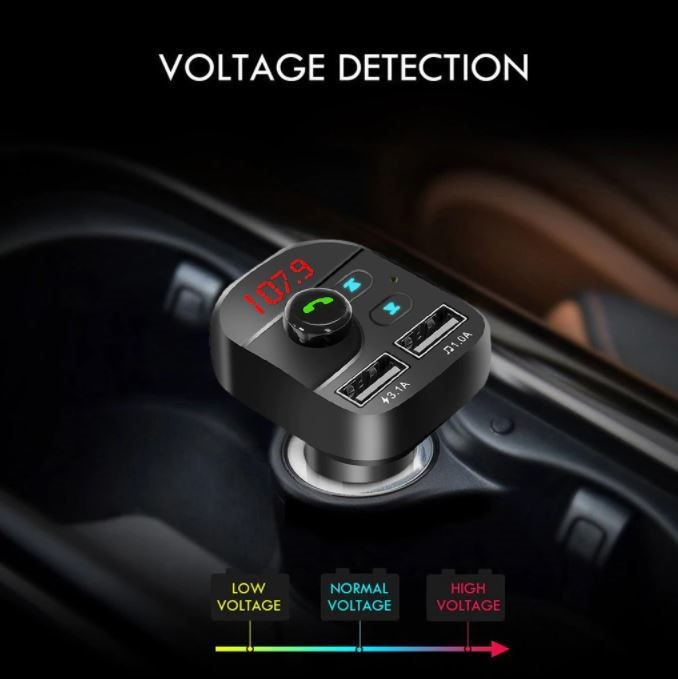 Wireless Bluetooth Handsfree Car Kit FM Transmitter with Dual USB Charger