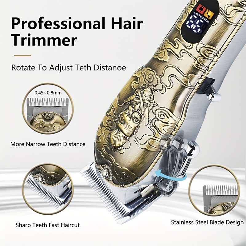 Hair Clippers For Man, T-Blade Trimmer, Nose Hair Trimmer, Hair Shaver Set, Clippers For Men Professional, Clippers For Hair Cutting, Electric Razor For Men, LCD Display (Bronze)
