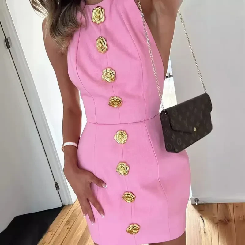 Sweet Sleeveless Backless Dress