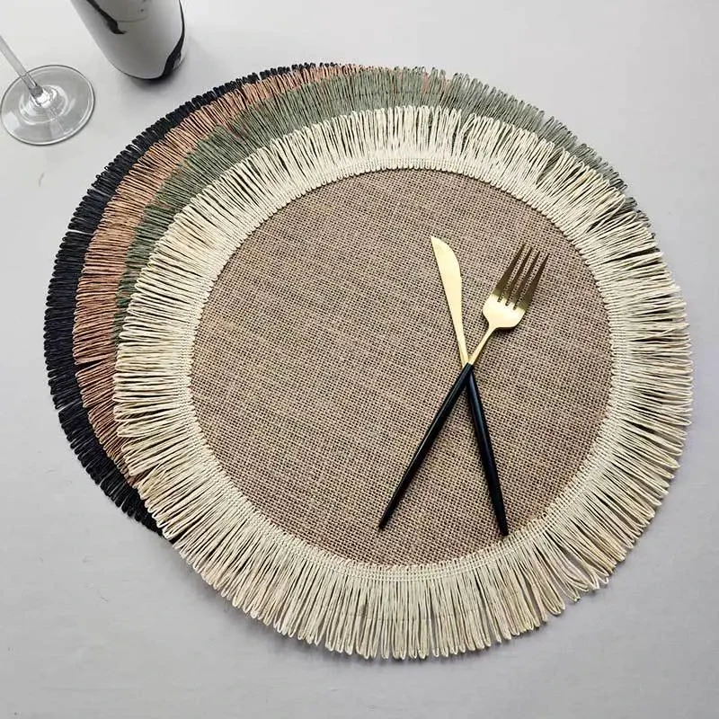 Christmas Simple Jute Placemat Heat Insulation Non-slip Mat