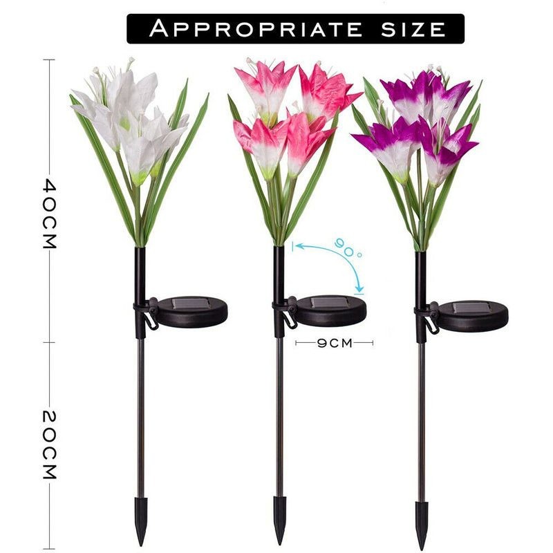 3 x Solar Lights Outdoor Garden Lily Flower Lamps