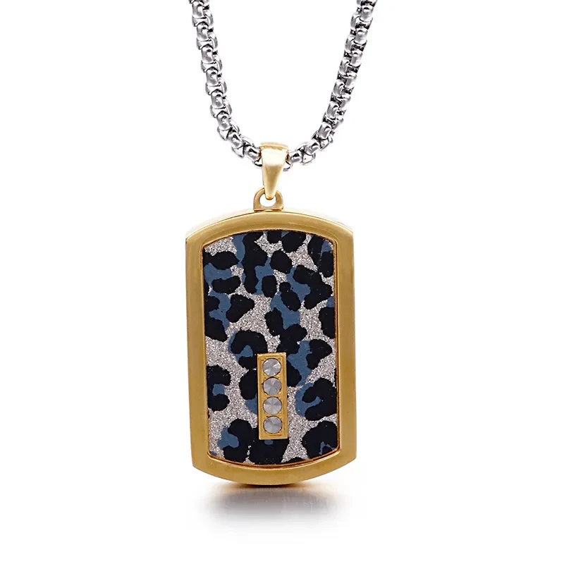 Titanium Steel Long Military Pendant Mesh Stainless Steel Diamond Pendant Necklace Accessories