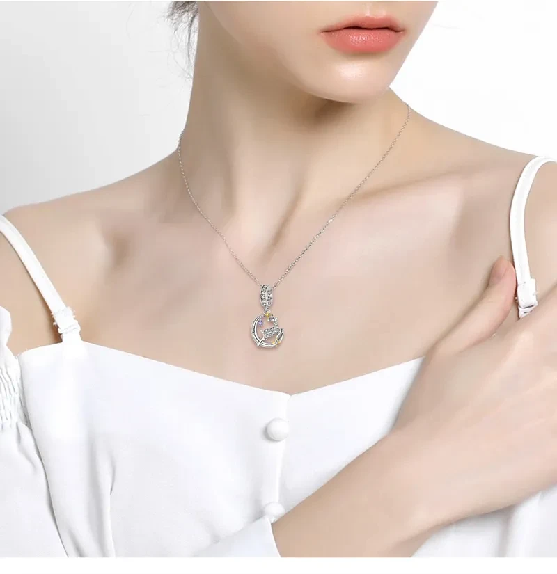 Moonlight Elk Pendant Christmas Series 925 Silver Pendant Necklace Bracelet Diy Accessories
