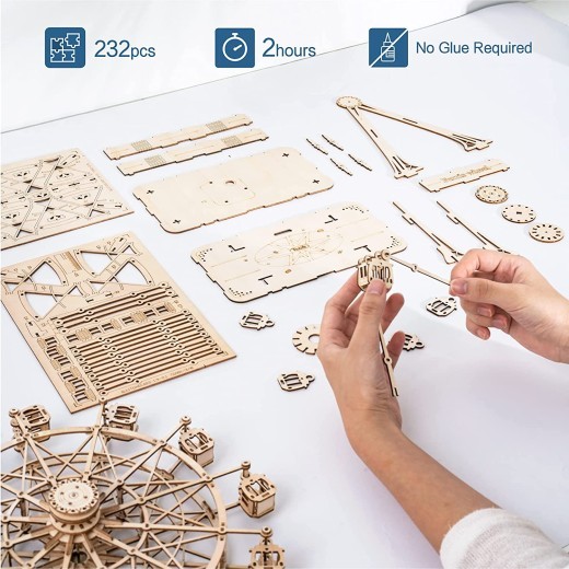 Rowood 3D Puzzles For Adults Model Kits For AdultsWooden Music BoxDIY Craft Kits For Adults Teen Boy Gifts On Birthday Christmas Ferris Wheel