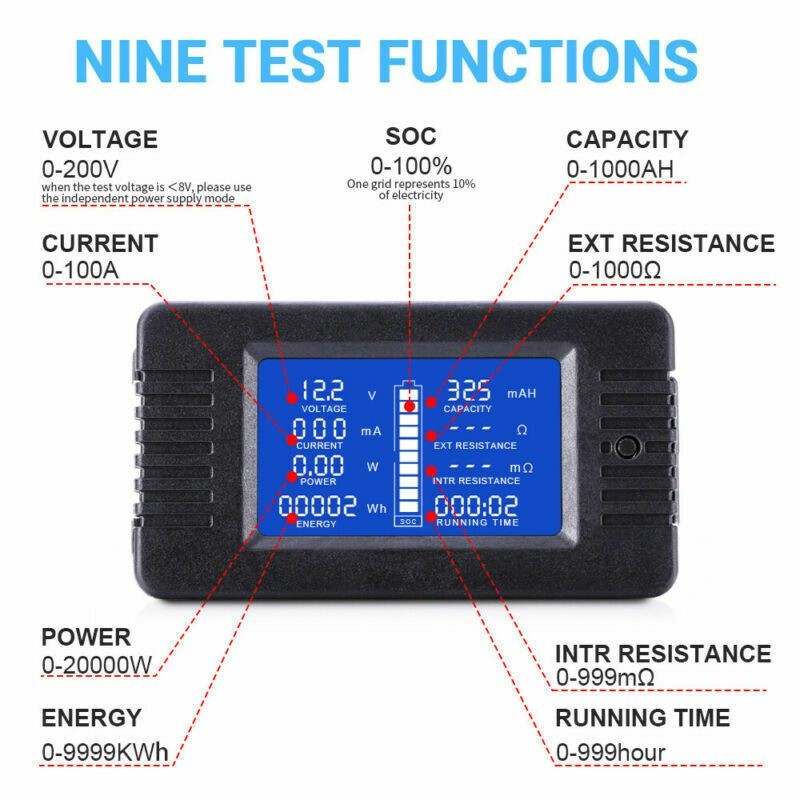 Battery Monitor Current Power Meter 200A Shunt