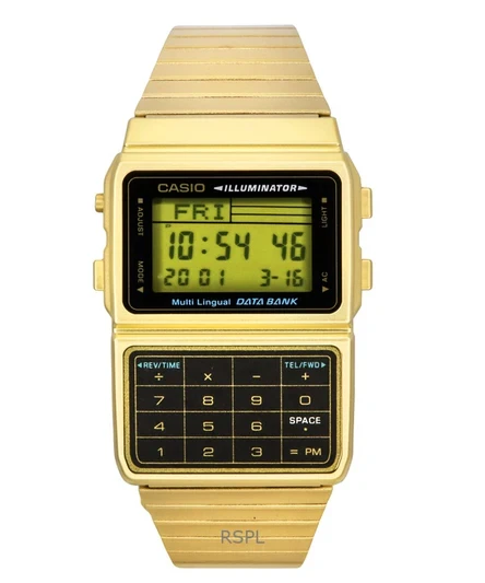 Casio Digital Stainless Steel Data Bank Multi-Lingual DBC-611G-1DF DBC-611G-1 Mens Watch