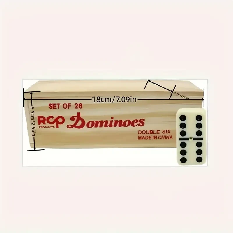 28pcs Double Six Dominoes Set with Wooden Storage Box