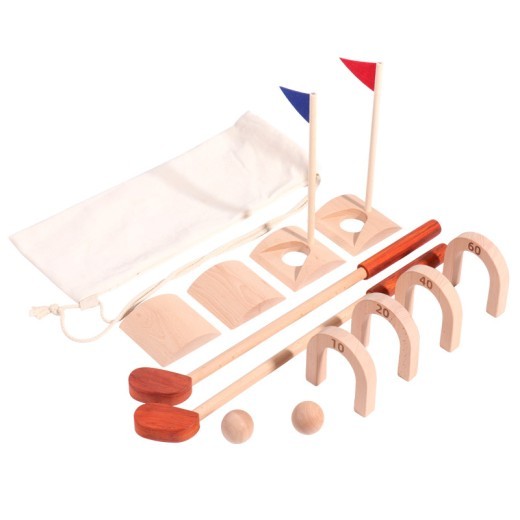 Children's Wooden Simulation Golf Suit Toy Gate Ball Sports Indoor Sports Fitness Parent-child Interactive Game