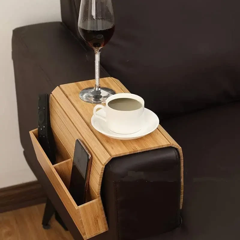 Vintage Bamboo Sofa Arm Tray Table with Cup Holder