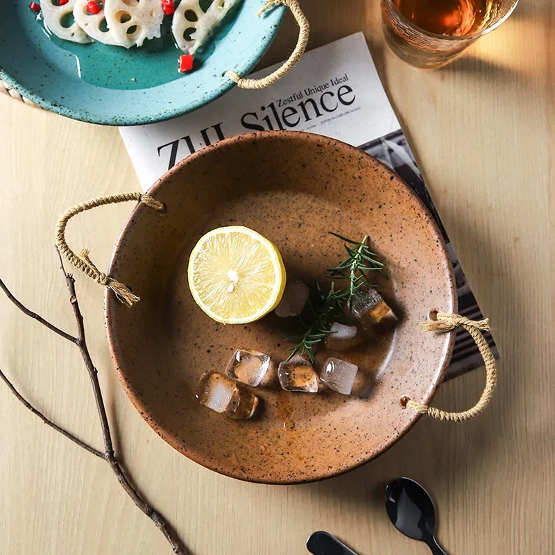 Creative Binaural Retro Hemp Rope Ceramic Bowl