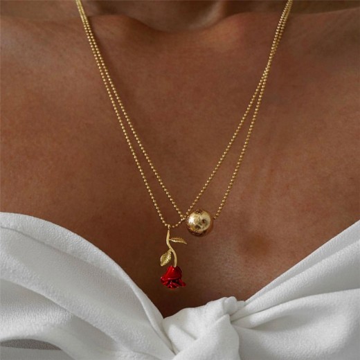 Rose solid geometric necklace