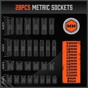HORUSDY 3/8" Drive Impact Socket Wrench Set Ratchet Spanner Metric SAE