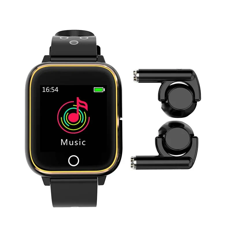 Smart Watch Bluetooth Earphone 2 in 1 BT 5.0 Call Hear Rate Blood Pressure For Bracelet