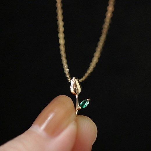 S925 Sterling Silver Rose Necklace Feminine Pendant Small Flower