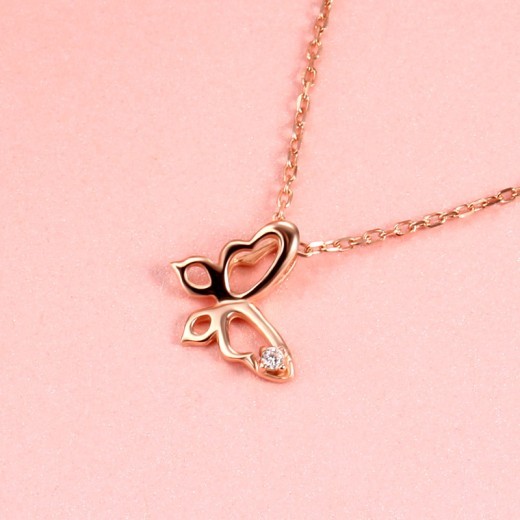 925 Sterling Silver Hollow Butterfly Rose Gold Female Fashion Niche Light Luxury Clavicle Chain
