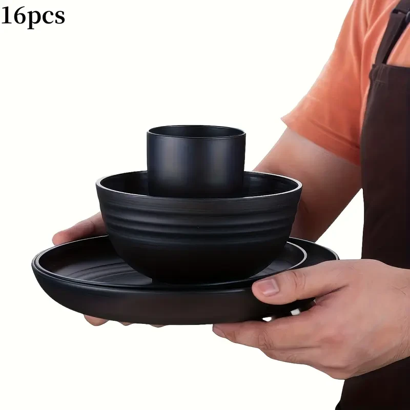 16pcs Wheat Straw Dinnerware