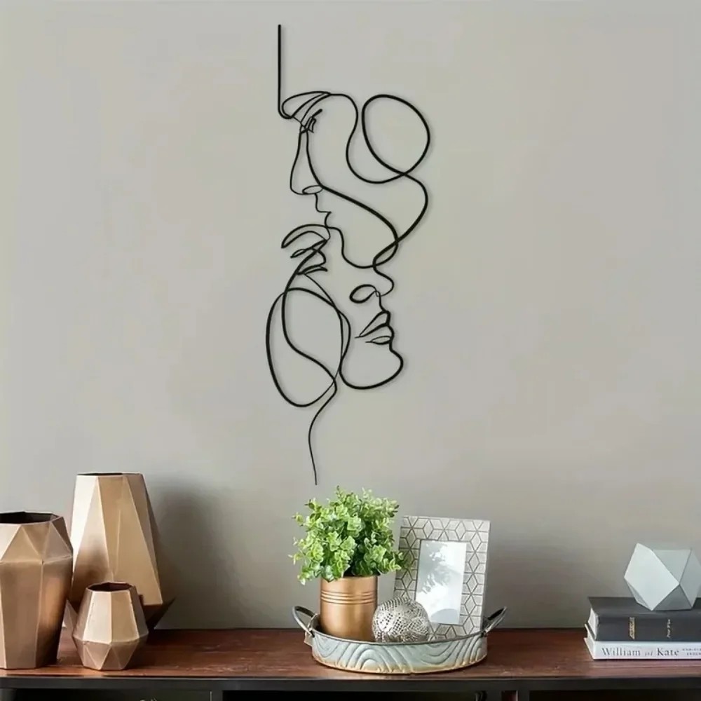 New Metal Wall Art Minimalist - Facial Line Wall Decor