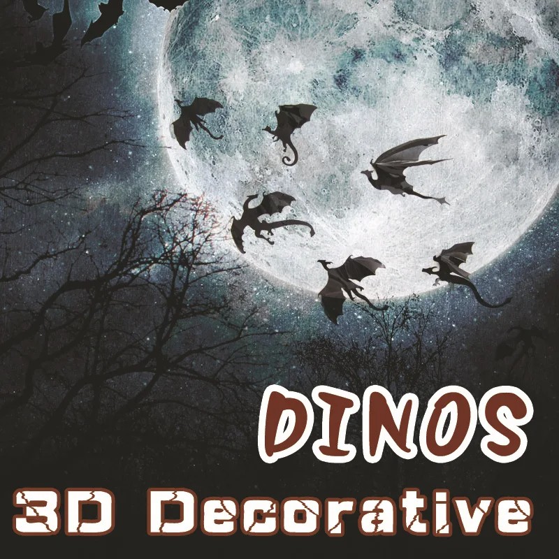 7Pcs/Set Fantasy Halloween Fun Wall Sticker - 3D Dragon Wall Art for Kids Rooms
