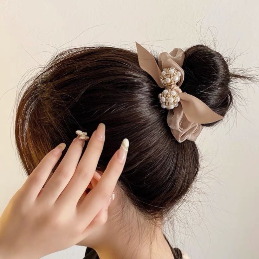 Beaded Rope Bowknot Rubber Band Large Intestine Ring