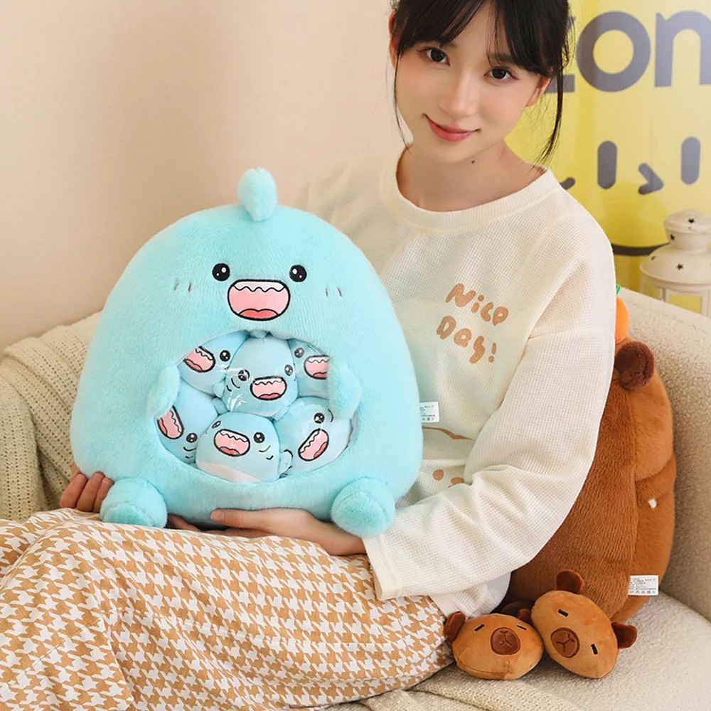 New Capybara Shark Shaped Snack Bag Plush Toy - Super Soft Cartoon Squishy Pillow