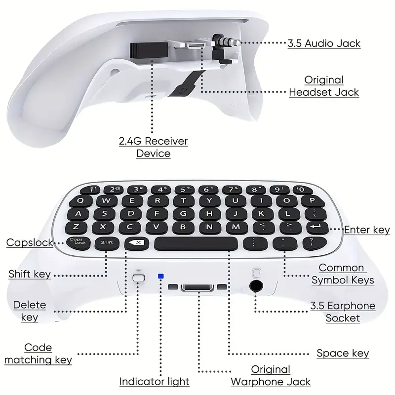 Controller Keyboard for Xbox Series X/S/One/One S Wireless Gaming
