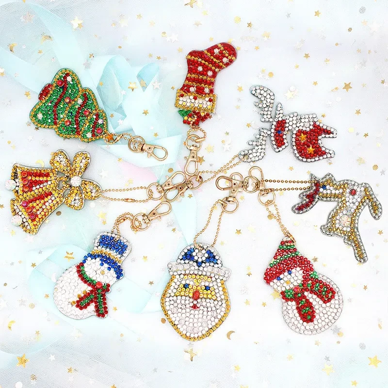 Light Diamond DIY Stick-on Crystals Key Chain Pendant
