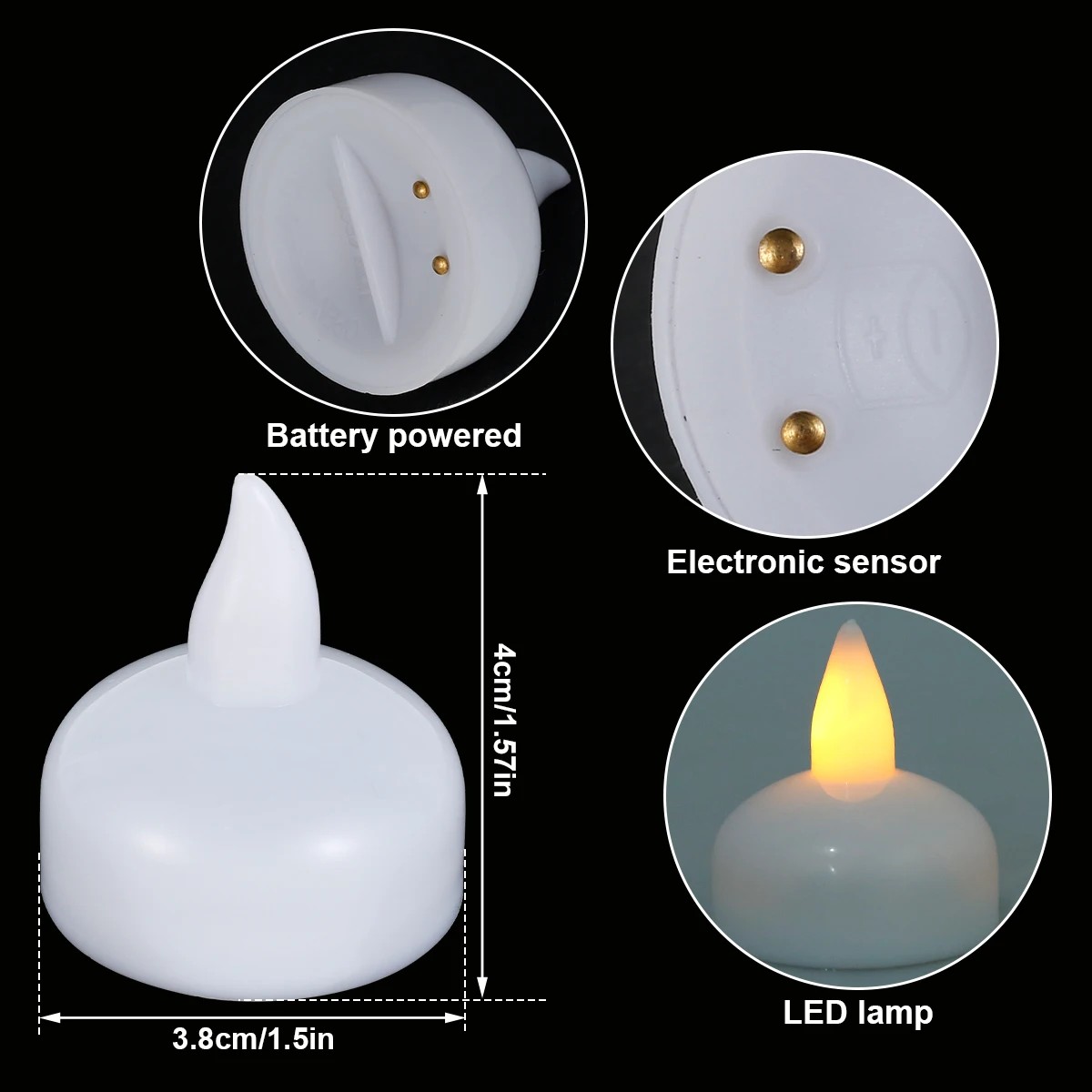 12Pcs Flickering Flameless LED Candles - Waterproof Floating Tea Lights