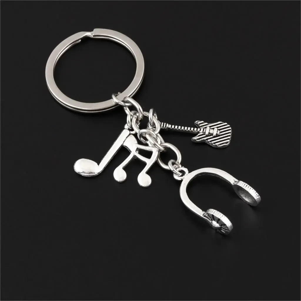 Headphones Notes Guitar Music Artist Band Keychain