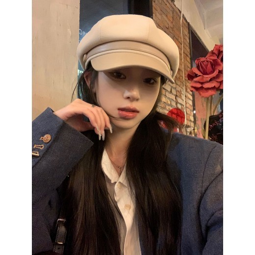 Autumn And Winter Women's Woolen Octagonal Cap Beret